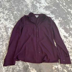 Express button down shirt small dark purple
